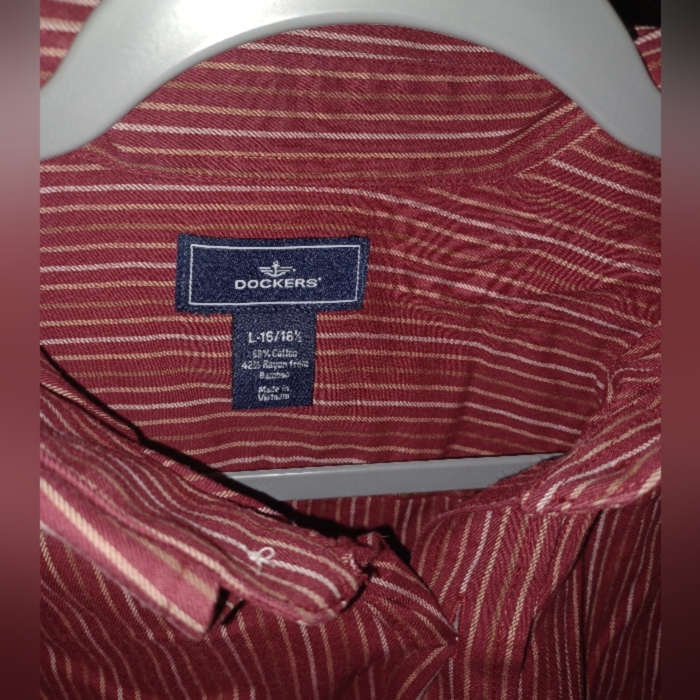 Dockers Burgundy Striped Shirt - Picture 2 of 2